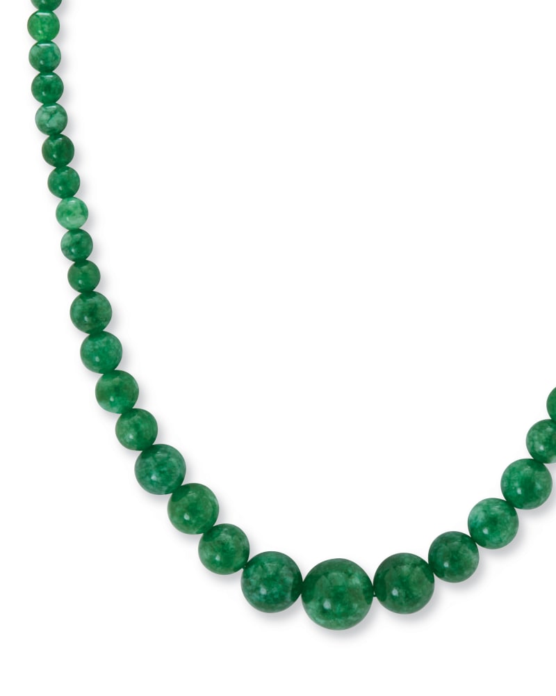 Front of a size 18 in Round Green Jade Graduated Bead Necklace 18 Inch in Green by PalmBeach Jewelry. | dia_product_style_image_id:333331